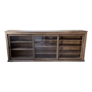 Pine and Oak Sideboard with Glass Doors, 1950s For Sale