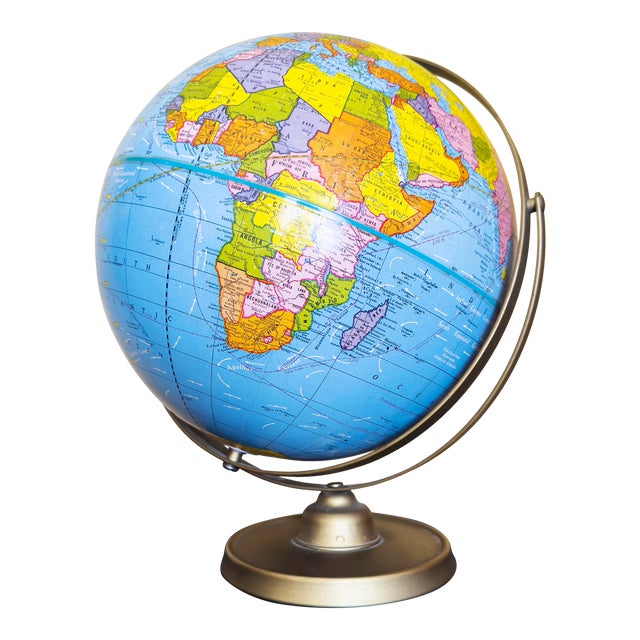 Vintage, Mid-Century Modern Scholastic World Globe by the George F. Cram Co., Inc. For Sale