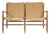 Mid-Century Two-Seater Sofa in Teak and Straw For Sale