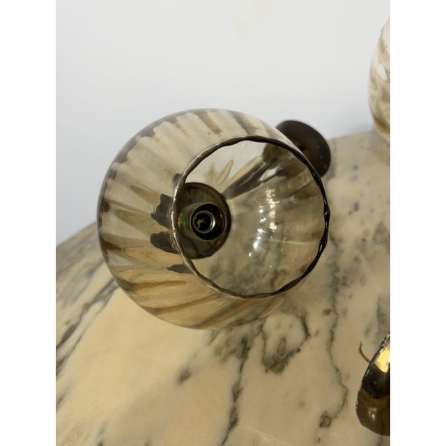 Metal Wall Lamps in Brass and Murano Glass, 1970, Set of 3 For Sale - Image 7 of 11