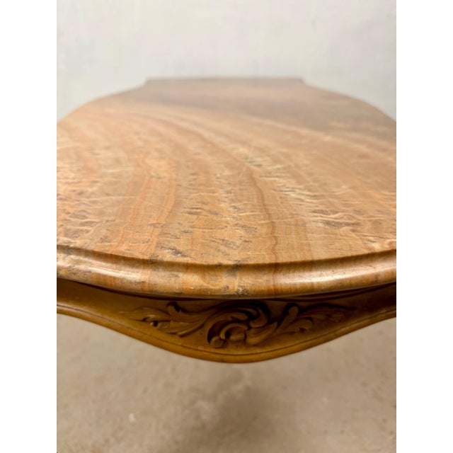 1940s French Louis XV Style Coffee Table with Marble Top, Mid-20th Century For Sale - Image 5 of 13