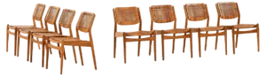 Vintage Dining Chairs in Oak and Woven Cane by Arne Vodder, 1951, Set of 8