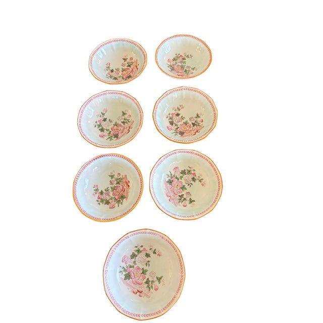 Mid 20th Century Vintage Adams Calyx Ware Metz 12-Sided Coupe Cereal Bowls - Set of 7 For Sale - Image 5 of 12