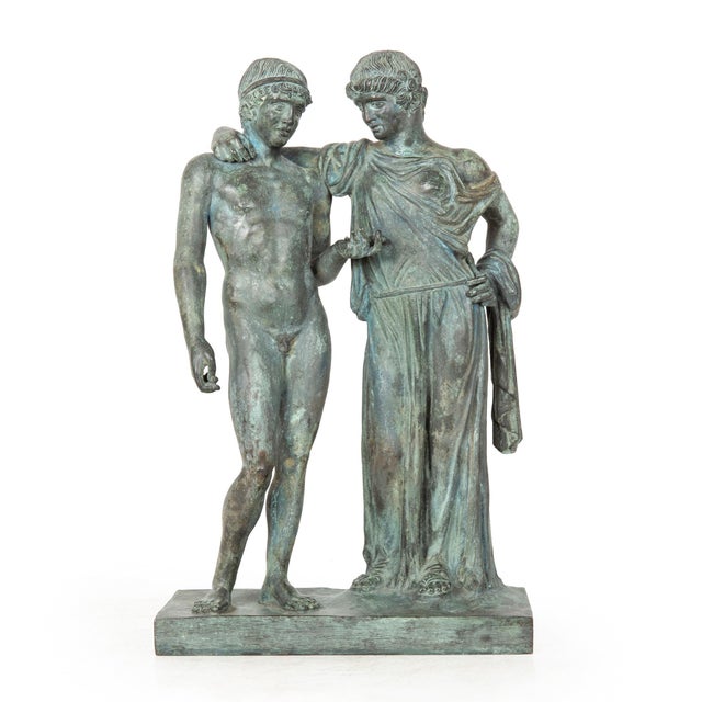 GRAND TOUR SCULPTURE OF ORESTES AND ELECTRA AFTER ANTIQUITY Cast by Fonderia Sommer, Naples Italy, circa 1880–1900 15 7/8"...
