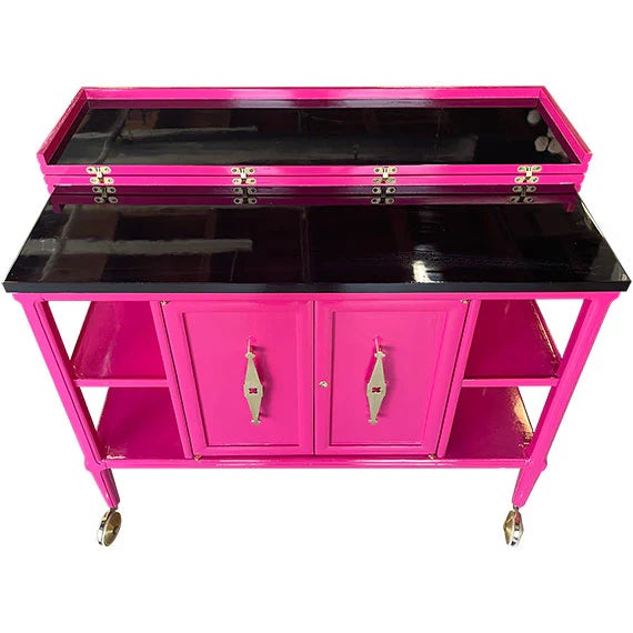 Modern 40" Finished 2 Door Tomlinson Vintage Bar Cart For Sale - Image 3 of 6