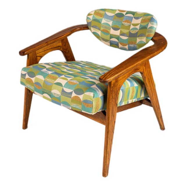 Rare Mid-Century Modern Low Profile 916-Cc Captains Chair in Oak Attributed to Adrian Pearsall for Craft Associates, Usa, C. 1960's For Sale