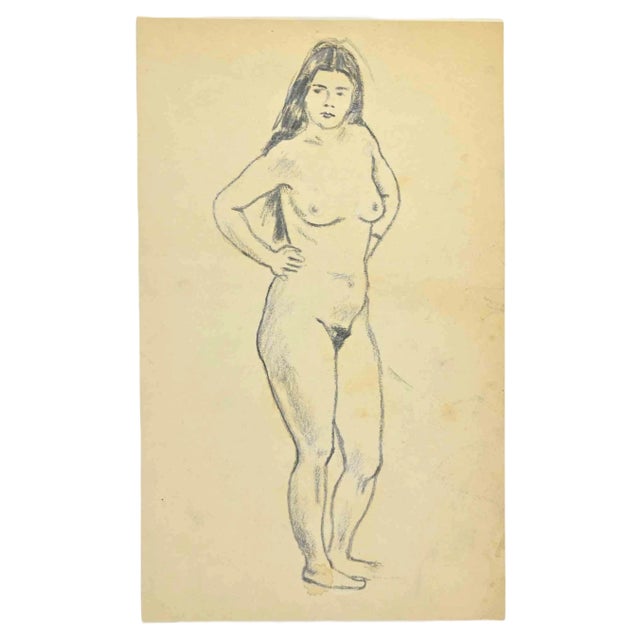 Mino Maccari, Nude, Pencil Drawing, 1960s For Sale