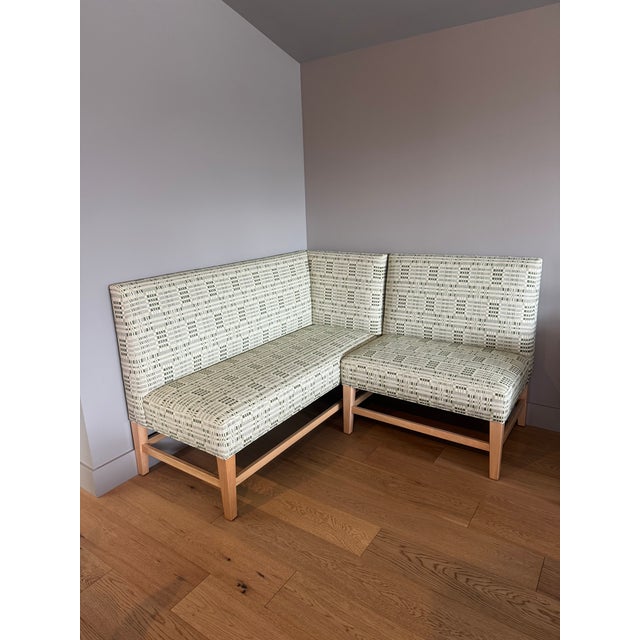 Modern Corner Banquette in Schumacher Fabric For Sale - Image 3 of 4