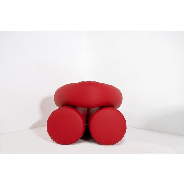 Italian Armchair by Giovanni Grismondi in Red Leather, 2020 For Sale - Image 4 of 7