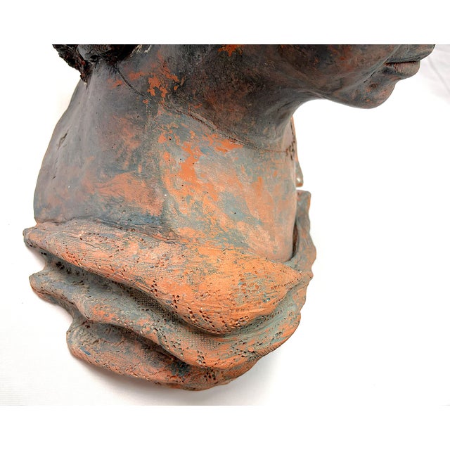 Vintage Signed Original Terra Cotta Bust Sculpture C1991 For Sale - Image 14 of 18