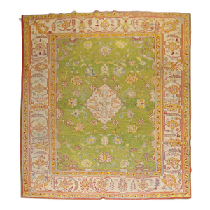 Antique Zabihi Collection Apple Green Turkish Oushak Rug