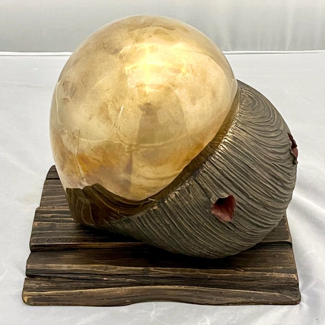 Metal Monica Foglia Italian Modern Polished Gold & Textured Bronze Heart Sculpture For Sale - Image 7 of 9