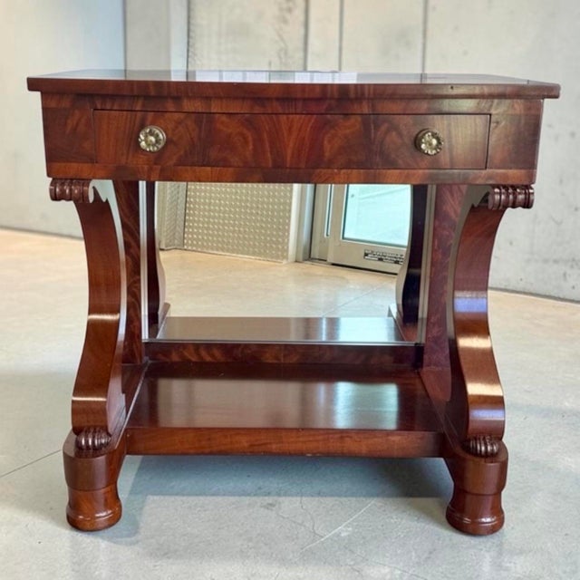 French Antique French Empire Style Flame Mahogany Console Table With Mirror. For Sale - Image 3 of 12