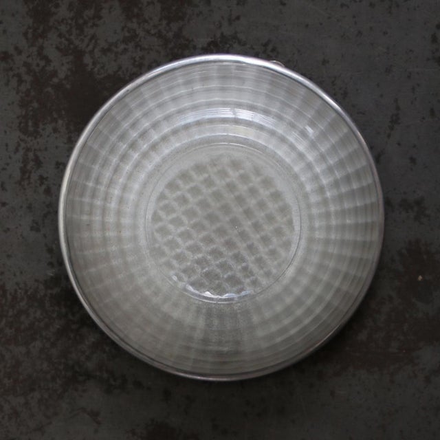 Mid-Century Modern Vintage Aluminium and Clear Cut Glass Flush Mount from Holophane, France, 1950s For Sale - Image 3 of 9