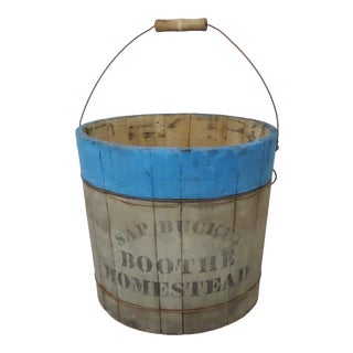 Authentic Antique American Country Primitive Booth Homestead Connecticut Sap Bucket For Sale