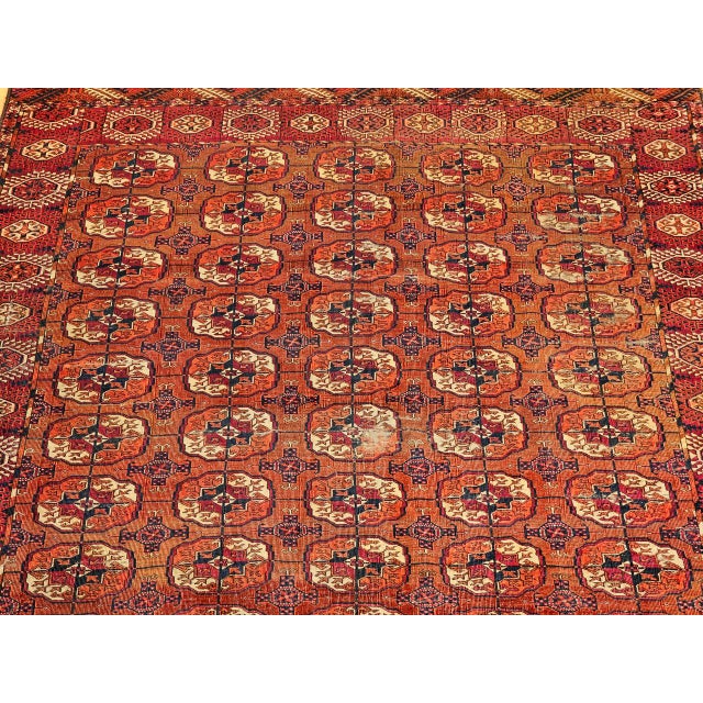 Antique Turkmen Tekke Rug, Wool Pile, Allover Geometric Design For Sale - Image 12 of 14