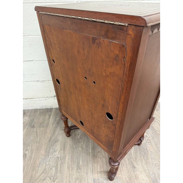 Antique Federal Colonial English Mahogany Lift Top Radio Cabinet Console Stand For Sale - Image 16 of 16