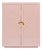 Matthew Izzo Home Poppy Pink Lacquer Two Door Cabinet With Lattice Design and Brass Knobs For Sale