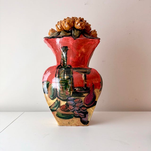 Late 20th Century Prickly Pear Flower Sculptural Lidded Vessel For Sale - Image 4 of 12