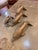 A set of four brass dolphins in brass, Nice, natural brass patina, which can be polished. Three larger dolphins and one...