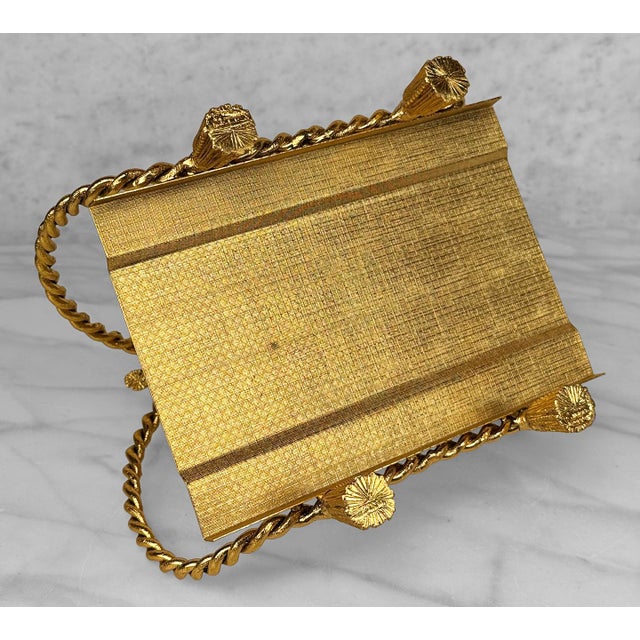 Metal Vintage Hollywood Regency Gold Rope & Tassel Hand Towel Napkin Holder For Sale - Image 7 of 7