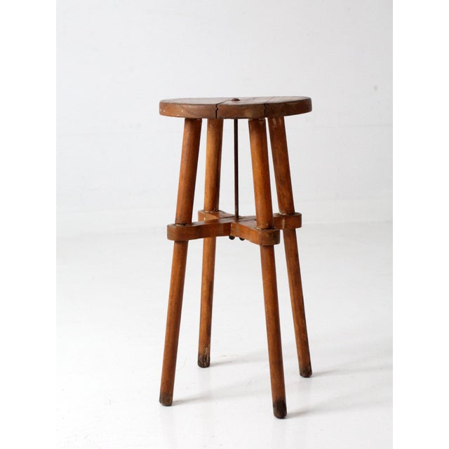 Antique Round Wood Stool Side Table For Sale - Image 16 of 18