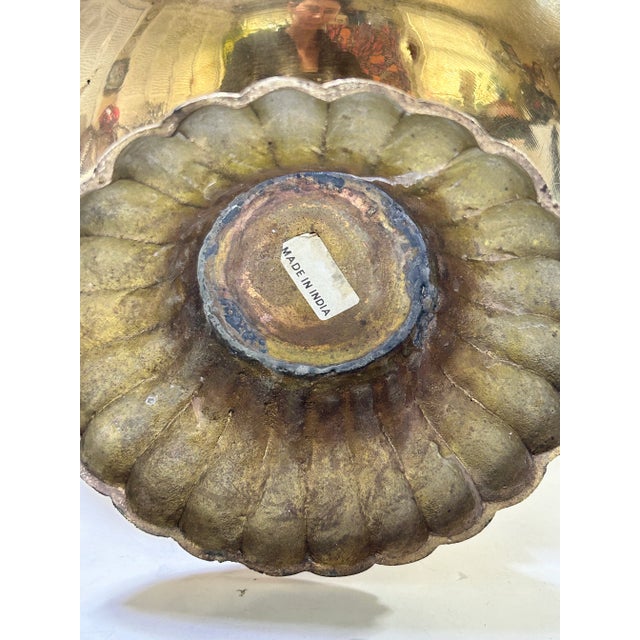 Hollywood Regency Brass Pedestal Cachepot Planter With Fluted Rim – Vintage Decor For Sale - Image 9 of 10