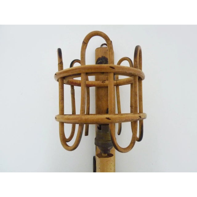 1950s Bamboo Rattan Lantern Wall Light, 1950s For Sale - Image 5 of 9