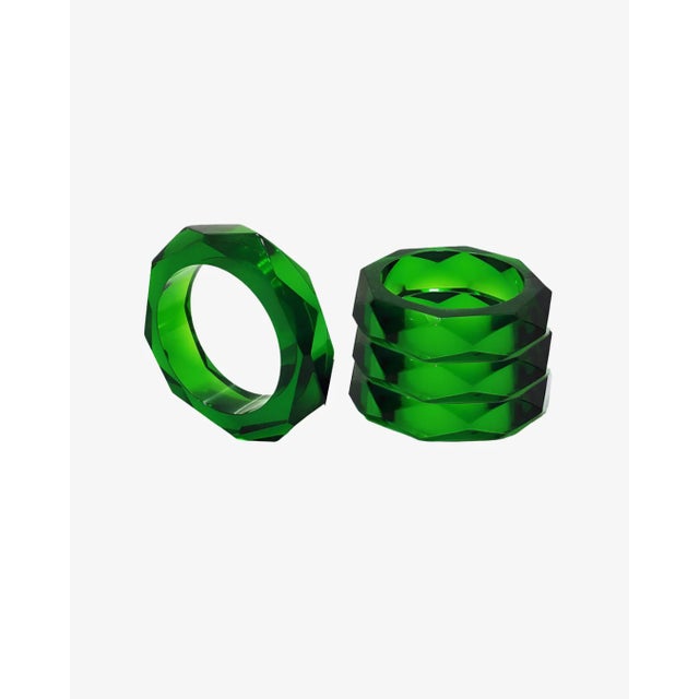 Prism Napkin Rings - Clear, Set of 4 For Sale - Image 4 of 5