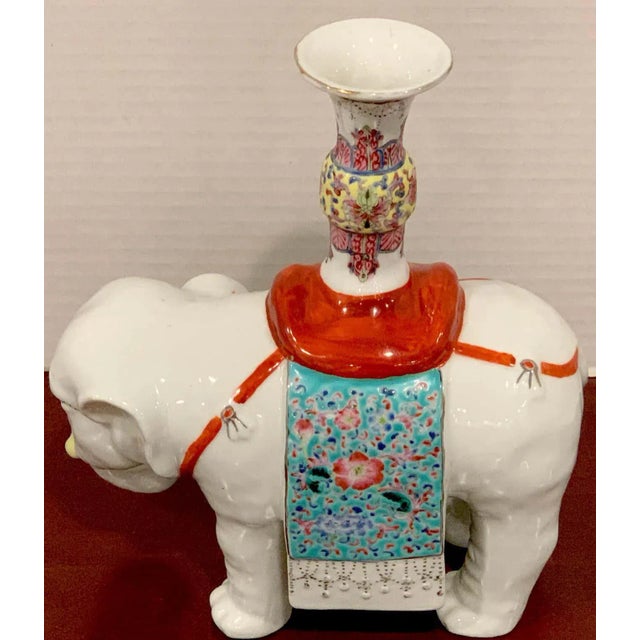 Late 19th Century Chinese Export Famille Verte & Blanc De Chine Elephant Joss Stick For Sale - Image 4 of 12