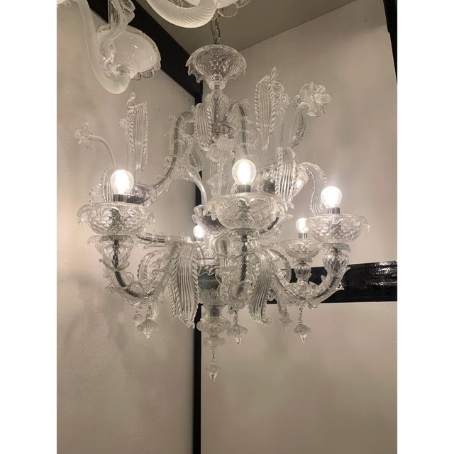 Murano-Style Chandelier in Transparent Glass For Sale - Image 9 of 12