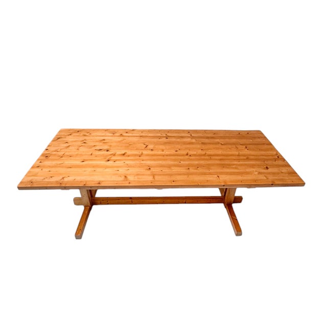 Magnificent and rare large Mid-Century Modern dining room table. Striking French design from the 1970s. This dining room...