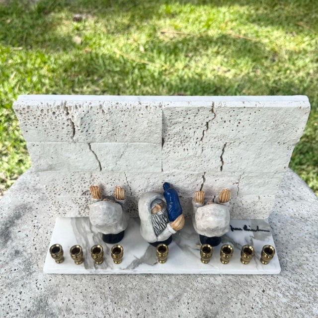 Traditional Vintage Israeli Wailing Wall/Kotel Menorah/Chanukia For Sale - Image 3 of 7
