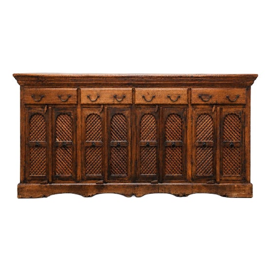 Antique Indian Sideboard with Lattice Doors For Sale