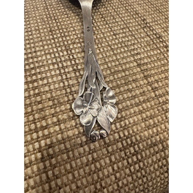 Metal Antique Copenhagen “Art Nouveau” Sterling Silver Serving Spoon For Sale - Image 7 of 7