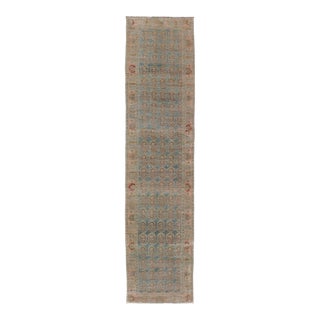 Antique Persian Malayer Runner With Paisley Design in Light Blue Background 3'8 X 16'7 For Sale