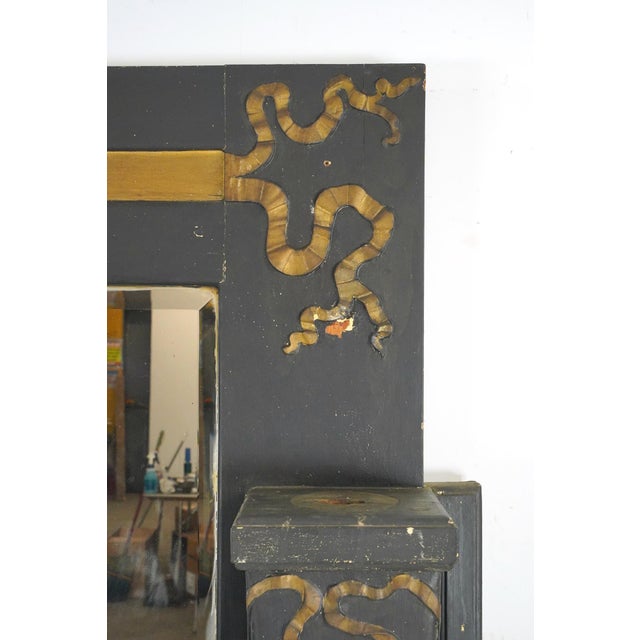 Wood Victorian Black Wood Full Size Mantel With Mirror For Sale - Image 7 of 15