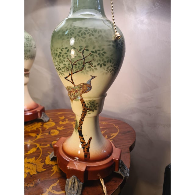 Antique Art Nouveau Lamps in Ceramic, 1900s, Set of 2 For Sale - Image 9 of 10