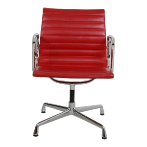 Red Leather EA-108 Chair by Charles Eames for Vitra, 2000s