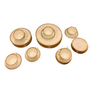 1963 Royal Worcester Coventry Fine Bone China Gold Dinnerware, 30 Pieces For Sale