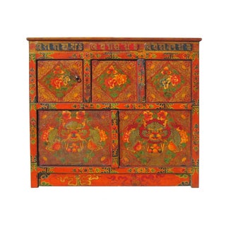 Tibetan Dragon Peony High Table Cabinet For Sale