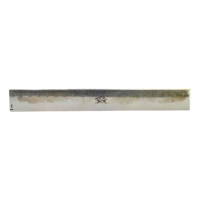 Silver Scale Ruler with Central Knob Handle For Sale