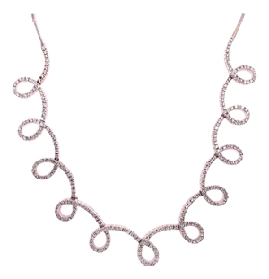 18 Karat White Gold and Diamond Swirl Necklace by H2 at Hammerman