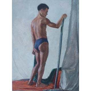 Nude Male Figure Oil Painting, Erotic Art, Ukrainian Artist, 1953 74-55 For Sale
