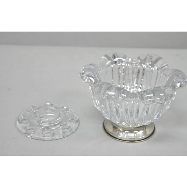Vintage French Mid Century Modern Crystal Glass Flower Frog Flower Holder Vase For Sale In Philadelphia - Image 6 of 11