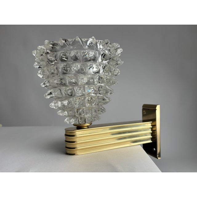 Rostrato Wall Lights in Blown Glass and Brass by Barovier & Toso, Italy, 1990s, Set of 6 For Sale - Image 4 of 10