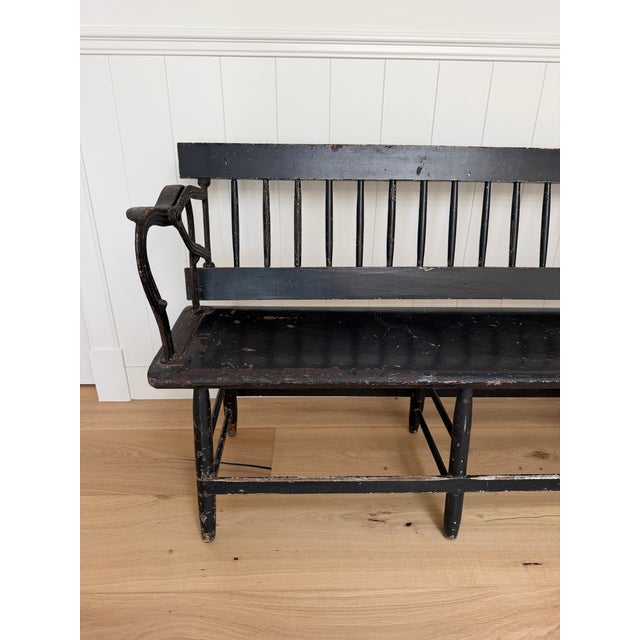 Antique Spindle Back Railway Bench For Sale - Image 10 of 12