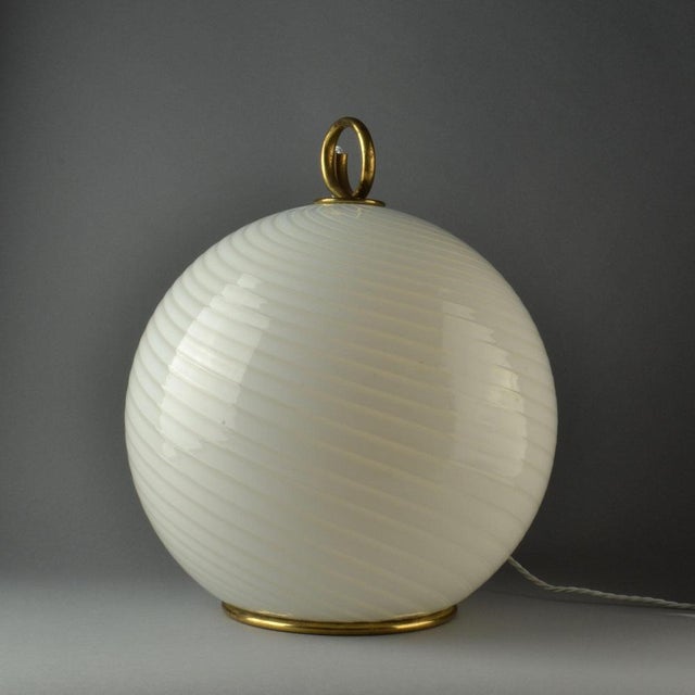 White White Filigrana Glass Table Lamp from Venini, Italy, 1960s For Sale - Image 8 of 9