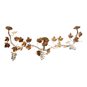 Vintage Italian Gilt Tole Grapeleaf Wall Sconces / Candelabrum