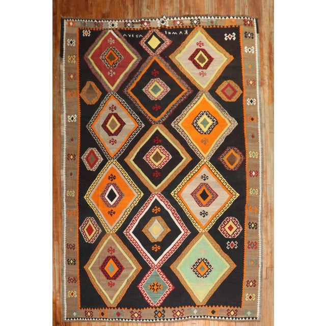 Mid 20th Century Vintage Colorful Large Scale Geometric Kilim, 8'2'' X 12'7'' For Sale - Image 10 of 10